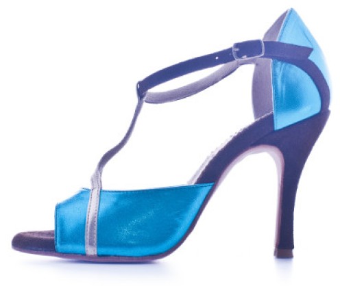 Regina Tango Shoes | Modello Tokyo - Laminato azzurro - Tacco: 9 cm - Pianta: Normale - Suola: Cuoio Torino esclusivo Tangosolar negozio scarpe tango milonga abbigliamento zapatos