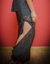 Tangosolar Pantalone Anthony pizzo nero abbigliamento esclusivo per il ballo per la sera Torino