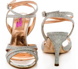 Regina Tango Shoes Mod. Olivia twins Glitter argento scarpe da Tango da sera coi tacchi alti
