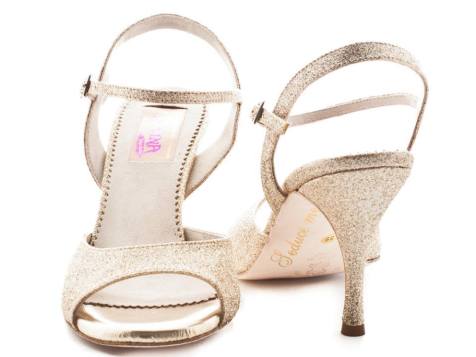 Regina Tango Shoes Modello Nizza Glitter platino scarpe da Tango da sera coi tacchi alti